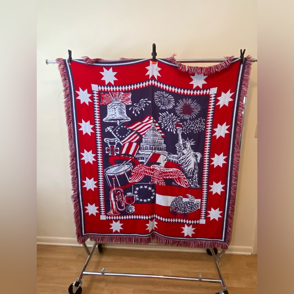 Handmade Woven Star Spangle Banner Tapestry Throw Blanket